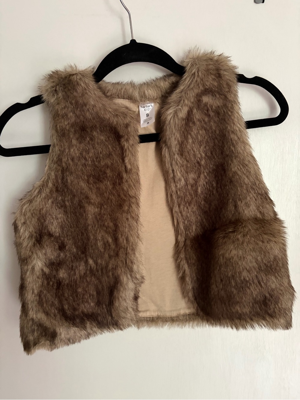 Carter's Kids Brown Faux Fur Vest - Soft Plush Layer